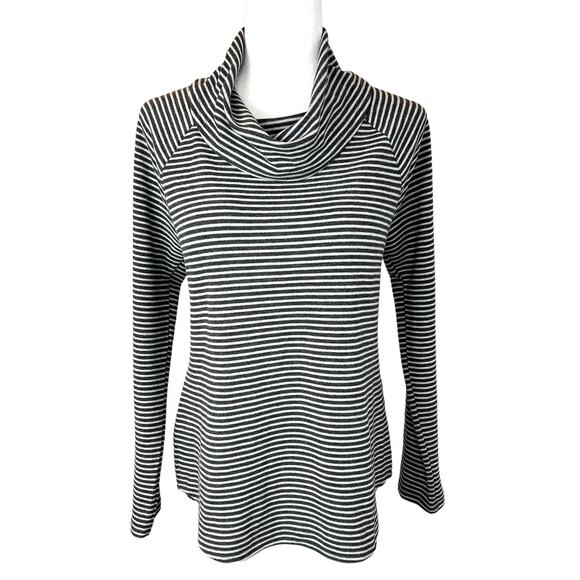 Weekends by Chico's Cozisoft Striped Cowl Neck Pullover Top Gray/Black Size M - Picture 10 of 10